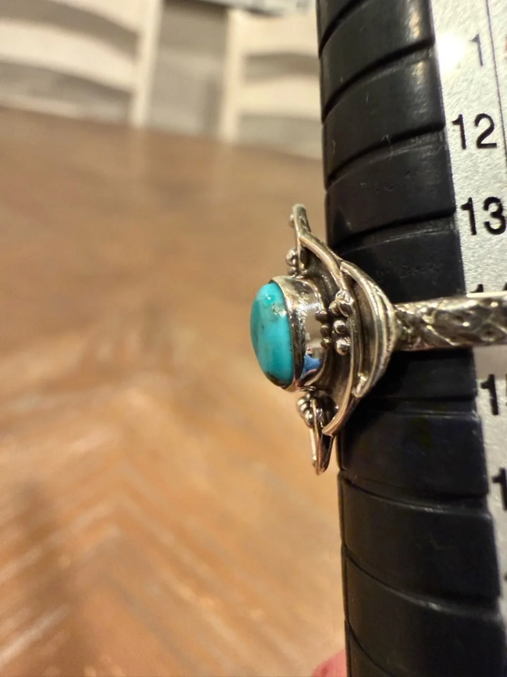 Royston Turquoise Sterling Silver Ring Sz 7 Shadowbox Statement Vintage Style